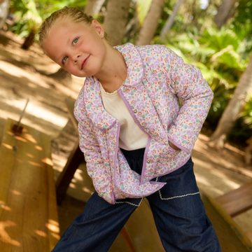 girls orchid floral quilted jacket