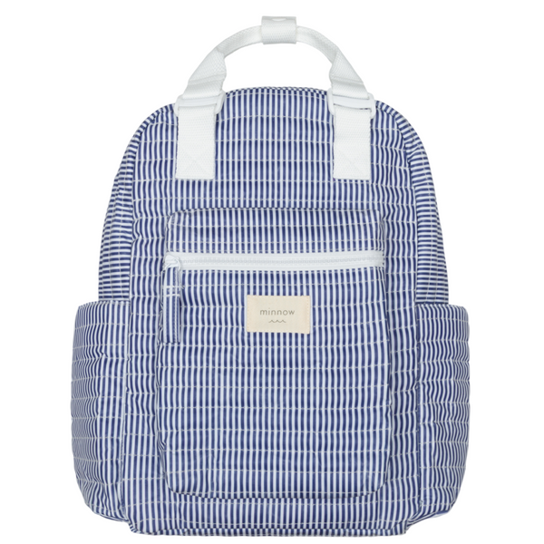 navy stripe coated backpack