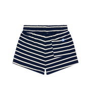 unisex navy and cream stripe short