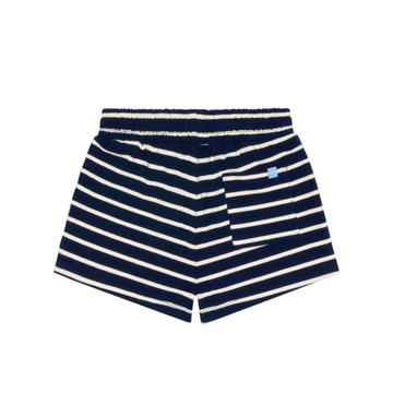 unisex navy and cream stripe short