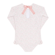 girls antique floral rashguard one piece