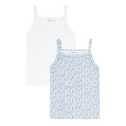 girls white and slate floral tank 2-pack