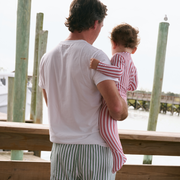 baby ribbon ticking stripe pima footie