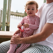 baby ribbon ticking stripe pima footie