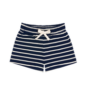 unisex navy and cream stripe short