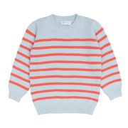 unisex light blue and peach stripe knit sweater