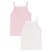 girls pink and antique floral tank 2-pack