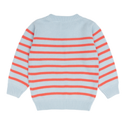 unisex light blue and peach stripe knit sweater