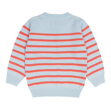 unisex light blue and peach stripe knit sweater