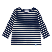 unisex navy and cream stripe long sleeve tee
