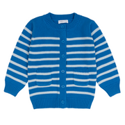 unisex regatta and light blue stripe knit cardigan