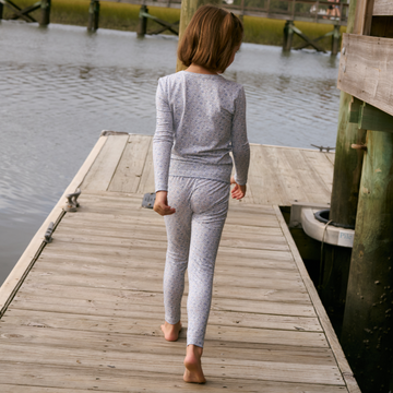 girls slate floral pima pajamas set
