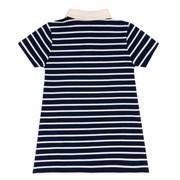 girls navy and cream stripe short sleeve tennis dress