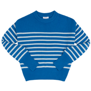 women's regatta and light blue stripe cropped knit sweater