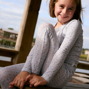 girls slate floral pima pajamas set