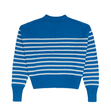 women's regatta and light blue stripe cropped knit sweater