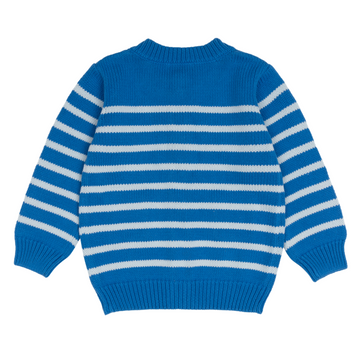 unisex regatta and light blue stripe knit cardigan