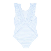 girls powder blue stripe ruffle one piece