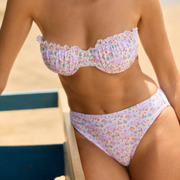 women's orchid floral mid rise bikini bottom