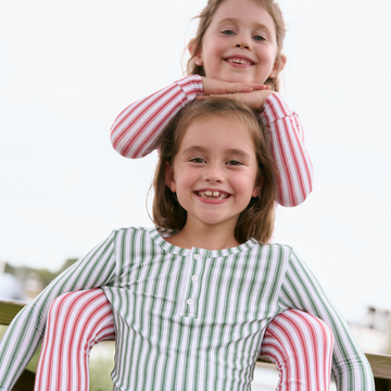 unisex ribbon ticking stripe pima pajamas set