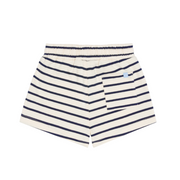 unisex cream and navy stripe short
