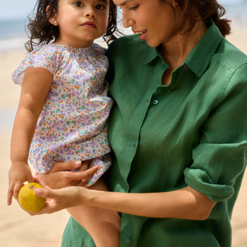 women's palma green linen button down shirt