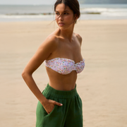 women's palma green linen pants