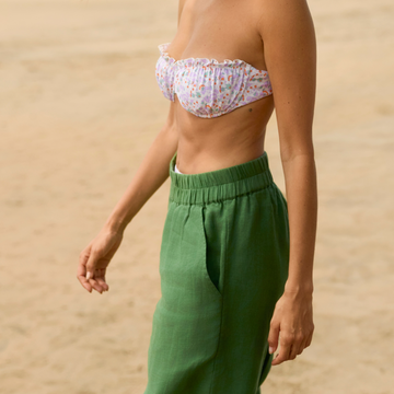 women's palma green linen pants