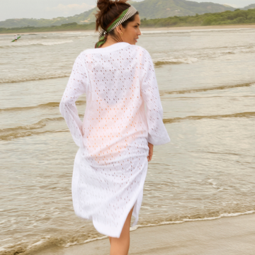 women's white eyelet kaftan