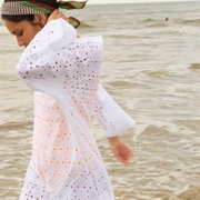 women's white eyelet kaftan