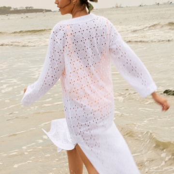 women's white eyelet kaftan
