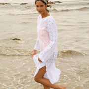 women's white eyelet kaftan