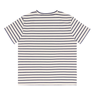 women's cream and navy stripe short sleeve tee