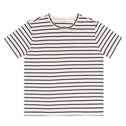 women's cream and navy stripe short sleeve tee