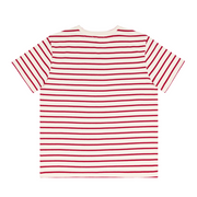 women's cream and red stripe short sleeve tee