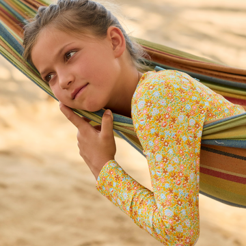 girls marigold floral rashguard one piece