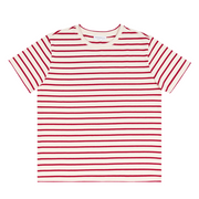 women's cream and red stripe short sleeve tee