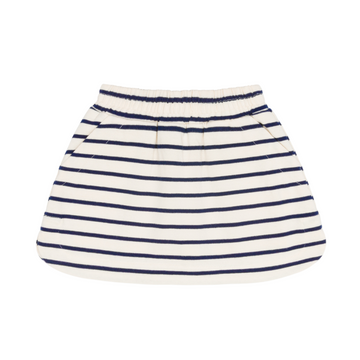 girls cream and navy stripe skirt with shorts
