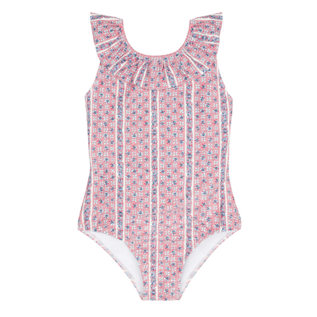 girls rosa vine ruffle collar one piece – minnow