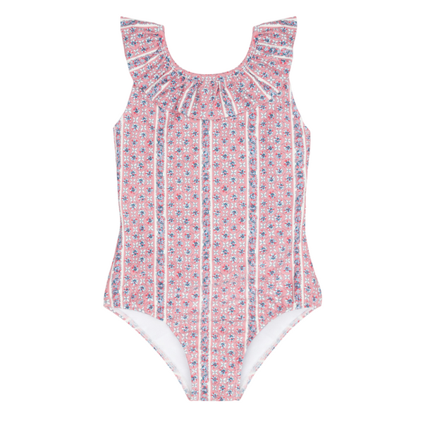 girls rosa vine ruffle collar one piece – minnow