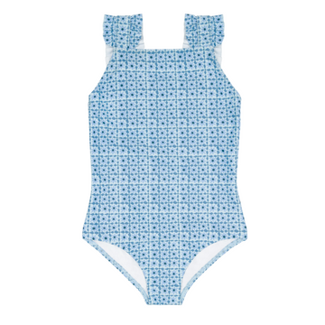 girls azul tile ruffle strap one piece