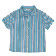 boys isla blue stripe linen button down shirt