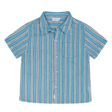 boys isla blue stripe linen button down shirt