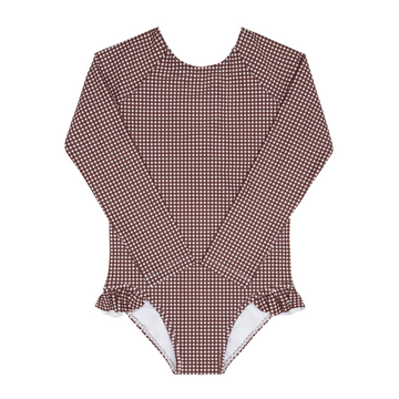 girls cocoa gingham rashguard one piece