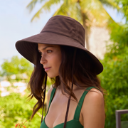 lack of color women's brown holiday bucket hat
