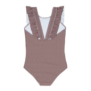 girls cocoa gingham ruffle one piece