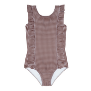 girls cocoa gingham ruffle one piece