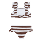girls cocoa stripe tie back bikini