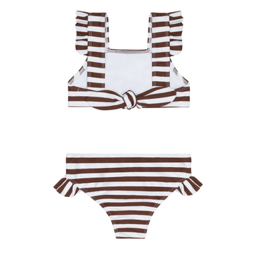 girls cocoa stripe tie back bikini