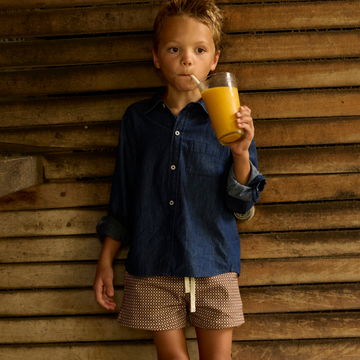 boys deep chambray collared button down shirt
